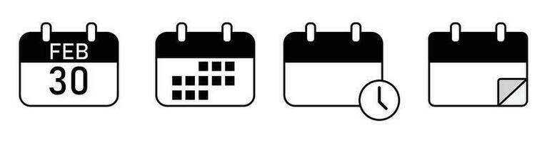 calendar icon date month time icon set vector
