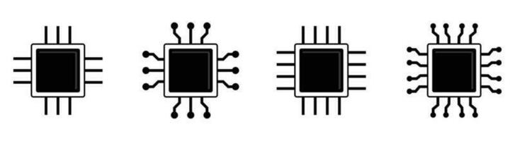 procesador chip icono conjunto microprocesador vector