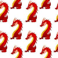 Seamless pattern with red dragon, symbol new year 2024. vector