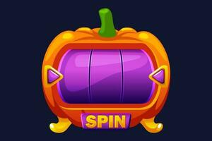 Halloween slot machine, button rotation. 2D game asset. Halloween Bonus Popup vector
