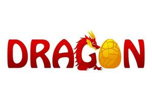 Dragon text. Chinese dragon and dragon egg. vector