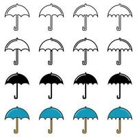 Flat vector line icon umbrella set isolated on white background. Design for web, mobile app