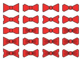 Bow tie icon set, red color flat design. vector for father's day, app, web, button, internet.