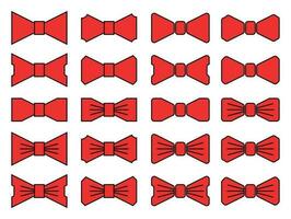 Bow tie icon set, red color flat design. vector for father's day, app, web, button, internet.