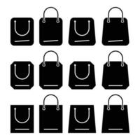 paper bag or shopping bag set silhouette design icon, vector for mobile app, web.