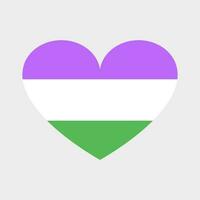 Cute vector heart in LGBTQ flag colors. Three horizontal stripes, genderqueer flag, non-binary gender identity, tolerance.