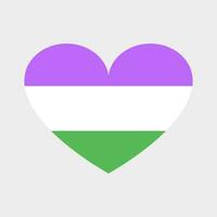 linda vector corazón en lgbtq bandera colores. Tres horizontal rayas, género queer bandera, no binario género identidad, tolerancia.