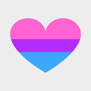 linda vector corazón en lgbtq bandera colores. Tres horizontal rayas, bisexual bandera, sexual identidad, orgullo mes.