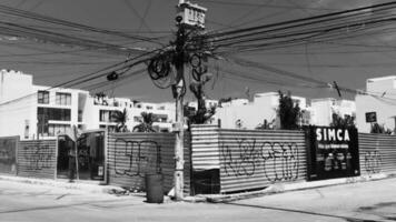 Playa del Carmen Quintana Roo Mexico 2022 Absolute cable chaos on Thai power pole in Mexico. video