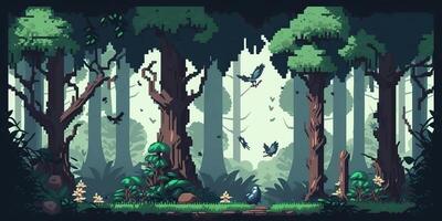 . . 8 bit abstract forest scene. Can be used for retro games or graphic design. Graphic Art photo