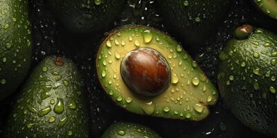 . . Photorealistic illustration of eco organic healthy hipster green food avocado pattern background. Graphic Art photo