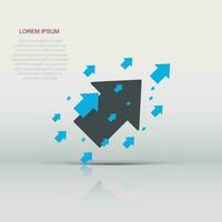 Vector arrow up icon in flat style. Forward arrow sign illustration pictogram. Cursor business concept.