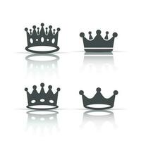 Crown diadem vector icons set in flat style. Royalty crown illustration on white isolated background. King, princess royalty concept.