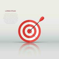 Target aim vector icon in flat style. Darts game illustration on white isolated background. Dartboard sport target concept.