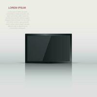 Realistic tv screen vector icon in flat style. Monitor plasma illustration on white isolated background. Tv display business concept.