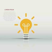 Light bulb icon in flat style. Lightbulb vector illustration on white isolated background. Lamp idea business concept.