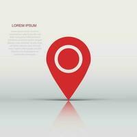 Pin map icon in flat style. Gps navigation vector illustration on white isolated background. Target destination business concept.