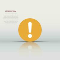 Exclamation mark icon in flat style. Danger alarm vector illustration on white isolated background. Caution risk business concept.