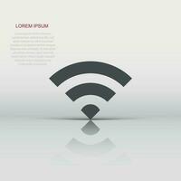 Wifi internet sign icon in flat style. Wi-fi wireless technology vector illustration on white isolated background. Network wifi business concept.