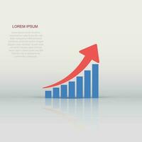 Vector growth chart icon in flat style. Grow diagram sign illustration pictogram. Increase arrow business concept.