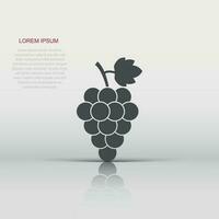 Grape fruit with leaf icon. Vector illustration on white background. Business concept Bunch of wine grapevine pictogram.