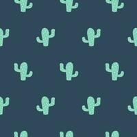 Cute cactus seamless pattern Mexican ethnic classical embroidery succulent cactus latin america background Template for clothes textiles t-shirt design Vector illustration Doodle Green grey colors.