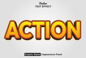 action text effect with orange graphic style and editable vector