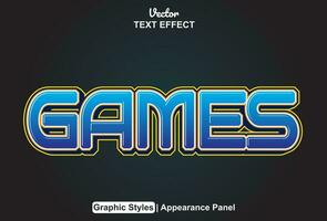 games text effect with blue color graphic style editable. vector