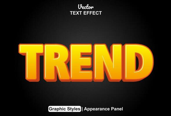 trend text effect with orange graphic style and editable