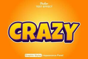 crazy text effect with orange graphic style and editable. vector