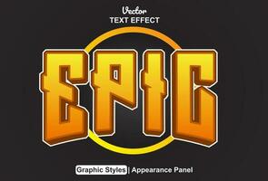 epic text effect with orange graphic style and editable. vector