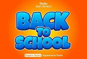 back to school text effect with blue graphic style and editable vector