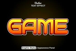 game text effect with orange color graphic style editable. vector