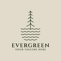 evergreen logo line art  design with minimalist style vector