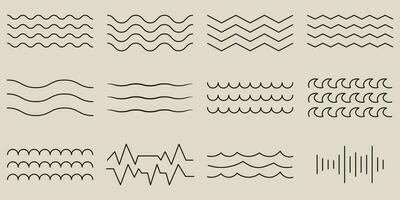 set bundle wave collection with line art style logo vector icon illustration design.