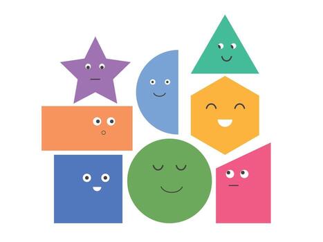 Set of Various basic Geometric Figures with face emotions vector