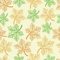 Seamless Transparent Maple Leaves Background. vector