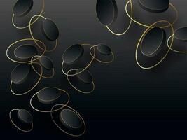 3D Circles Decorated Black Abstract Background. vector