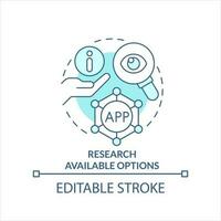 investigación disponible opciones turquesa concepto icono. comparar disponible negocio herramientas resumen idea Delgado línea ilustración. aislado contorno dibujo. editable carrera vector