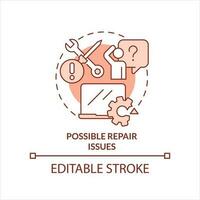 Possible repair issues terracotta concept icon. Hardware maintenance. Troubleshooting abstract idea thin line illustration. Isolated outline drawing. Editable stroke vector