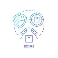 Secure blue gradient concept icon. Safety of post box services. Parcels protection. Mailboxes. Provide privacy abstract idea thin line illustration. Isolated outline drawing vector