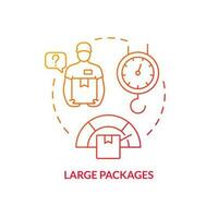 Large packages red gradient concept icon. Weight control. Size limit for post office. Mail restrictions abstract idea thin line illustration. Isolated outline drawing vector