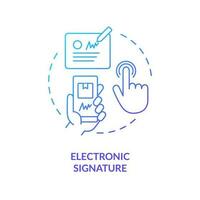 Electronic signature blue gradient concept icon. Document to receive order. Virtual person identification abstract idea thin line illustration. Isolated outline drawing vector