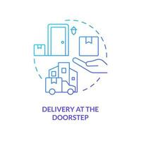 Delivery at doorstep blue gradient concept icon. Home shipping. Courier services. Receive order abstract idea thin line illustration. Isolated outline drawing vector