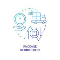 Package redirection blue gradient concept icon. Parcel intercept. Change recipient data examples abstract idea thin line illustration. Isolated outline drawing vector