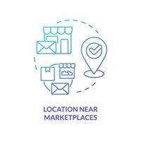 Location near marketplaces blue gradient concept icon. Place of parcels dispatch. Post office. Drop off point abstract idea thin line illustration. Isolated outline drawing vector