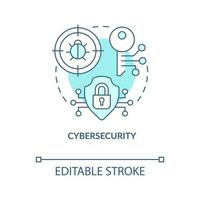Cybersecurity turquoise concept icon. User protection. Web industry trends abstract idea thin line illustration. Isolated outline drawing. Editable stroke vector
