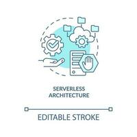 Serverless architecture turquoise concept icon. Digital industry trend abstract idea thin line illustration. Isolated outline drawing. Editable stroke vector