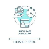 Single page application turquoise concept icon. User experience. Web industry trends abstract idea thin line illustration. Isolated outline drawing. Editable stroke vector