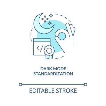 Dark mode standardization turquoise concept icon. Web industry trends abstract idea thin line illustration. Isolated outline drawing. Editable stroke vector